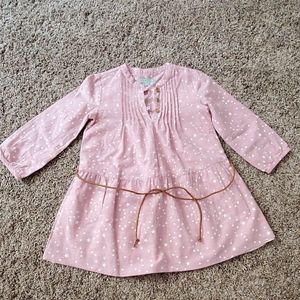 Nanos. Pink with white stars dress, leather braide